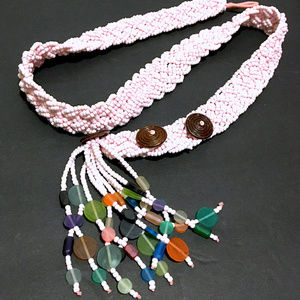 Pink Braided Bead Belt